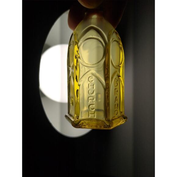 Vintage Wheaton 1971 Amber Yellow Church Inkwell Glass Bottle - 3" Collectible - Picture 1 of 6